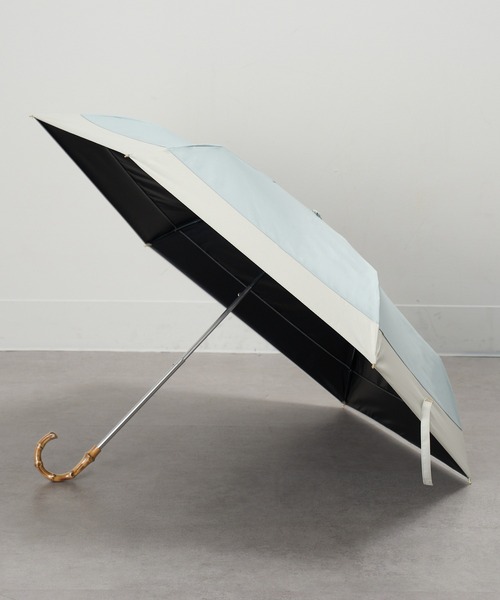 SETUP7（セットアップセブン）の「【SETUP7】50cm パステルボーダー バンブーハンドル折りたたみ傘 晴雨兼用 日傘 UPF50+ 18780 MYJ（折りたたみ傘・レディース・ベージュ/ブラック/ミント・FREE）」の3枚目の写真