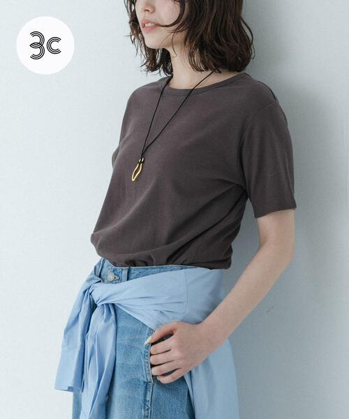 URBAN RESEARCH Sonny Label(アーバンリサーチサニーレーベル)の「オーガニックコットンコンパクトスムースTシャツ(Tシャツ/カットソー・レディース・ミント/イエロー/ブラウン/オフホワイト・FREE)」の2枚目の写真