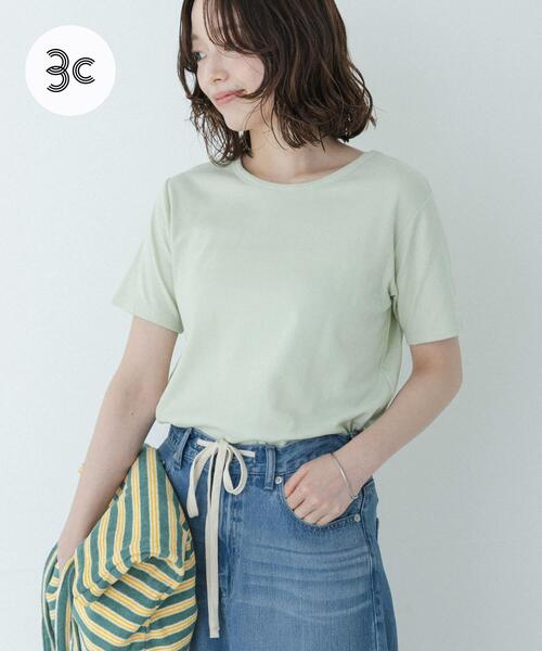 URBAN RESEARCH Sonny Label(アーバンリサーチサニーレーベル)の「オーガニックコットンコンパクトスムースTシャツ(Tシャツ/カットソー・レディース・ミント/イエロー/ブラウン/オフホワイト・FREE)」の3枚目の写真