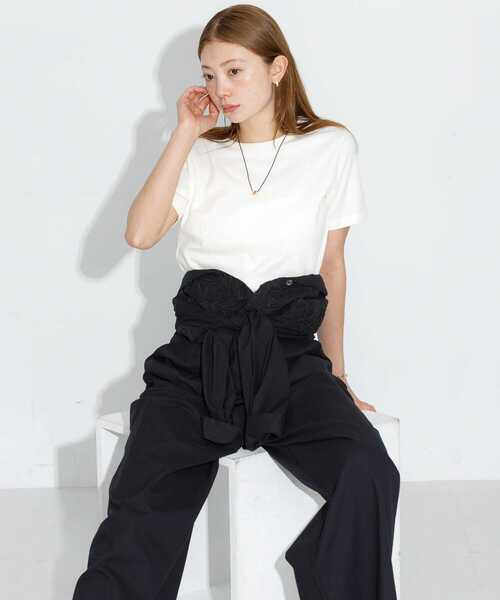 URBAN RESEARCH Sonny Label(アーバンリサーチサニーレーベル)の「オーガニックコットンコンパクトスムースTシャツ(Tシャツ/カットソー・レディース・ミント/イエロー/ブラウン/オフホワイト・FREE)」の5枚目の写真