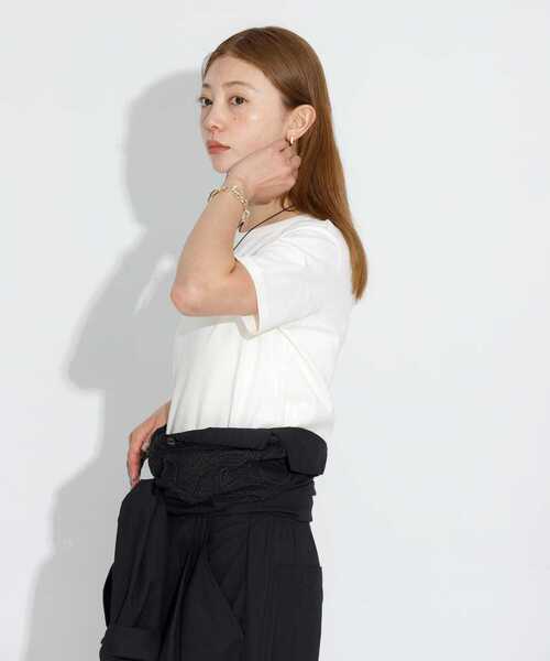 URBAN RESEARCH Sonny Label(アーバンリサーチサニーレーベル)の「オーガニックコットンコンパクトスムースTシャツ(Tシャツ/カットソー・レディース・ミント/イエロー/ブラウン/オフホワイト・FREE)」の8枚目の写真