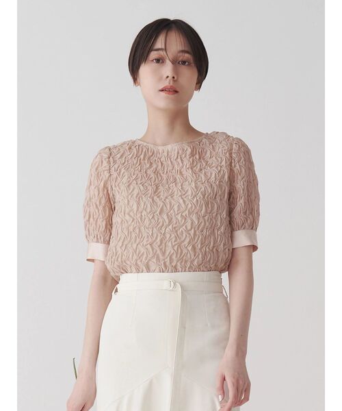 TONAL（トーナル）の「スモッキングシアーブラウス（シャツ/ブラウス・レディース・ネイビー/ベビーピンク/オフホワイト・MEDIUM）」の3枚目の写真