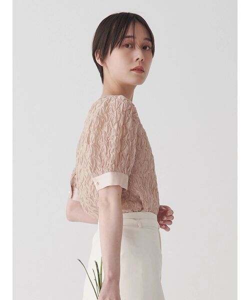 TONAL（トーナル）の「スモッキングシアーブラウス（シャツ/ブラウス・レディース・ネイビー/ベビーピンク/オフホワイト・MEDIUM）」の5枚目の写真