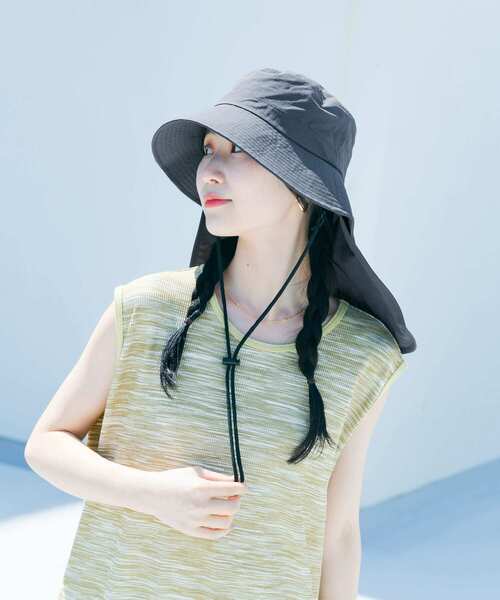 SMELLY（スメリー）の「『撥水/UVカット』サンシェードバケットハット（ハット・レディース・チャコールグレー/ベージュ・-）」の3枚目の写真