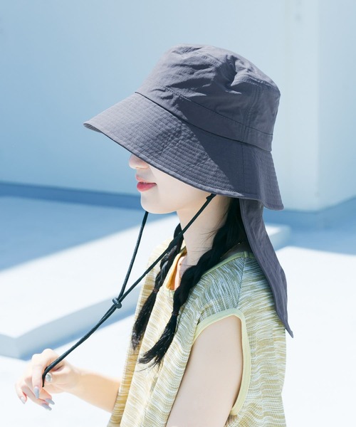 SMELLY（スメリー）の「『撥水/UVカット』サンシェードバケットハット（ハット・レディース・チャコールグレー/ベージュ・-）」の5枚目の写真