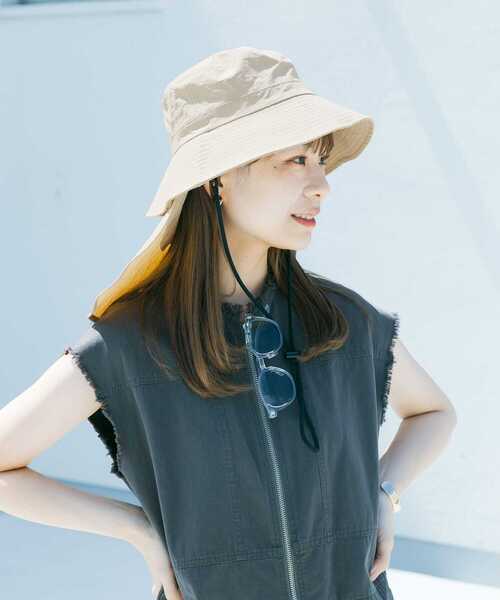SMELLY（スメリー）の「『撥水/UVカット』サンシェードバケットハット（ハット・レディース・チャコールグレー/ベージュ・-）」の14枚目の写真