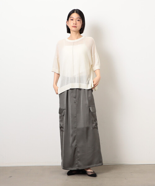 COMME CA ISM(コムサイズム)の「前後2WAY シアー配色ニットT(ニット/セーター・レディース・アイボリー/ネイビー/ブラック・FREE)」の6枚目の写真