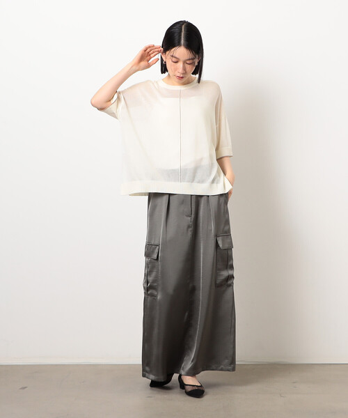 COMME CA ISM(コムサイズム)の「前後2WAY シアー配色ニットT(ニット/セーター・レディース・アイボリー/ネイビー/ブラック・FREE)」の7枚目の写真