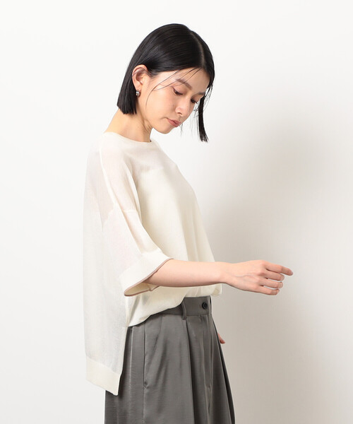COMME CA ISM(コムサイズム)の「前後2WAY シアー配色ニットT(ニット/セーター・レディース・アイボリー/ネイビー/ブラック・FREE)」の8枚目の写真
