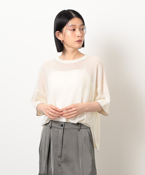 COMME CA ISM(コムサイズム)の「前後2WAY シアー配色ニットT(ニット/セーター・レディース・アイボリー/ネイビー/ブラック・FREE)」の9枚目の写真