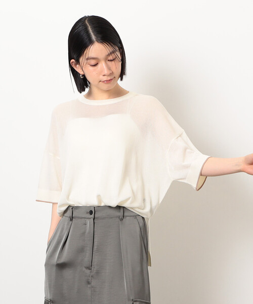 COMME CA ISM(コムサイズム)の「前後2WAY シアー配色ニットT(ニット/セーター・レディース・アイボリー/ネイビー/ブラック・FREE)」の10枚目の写真