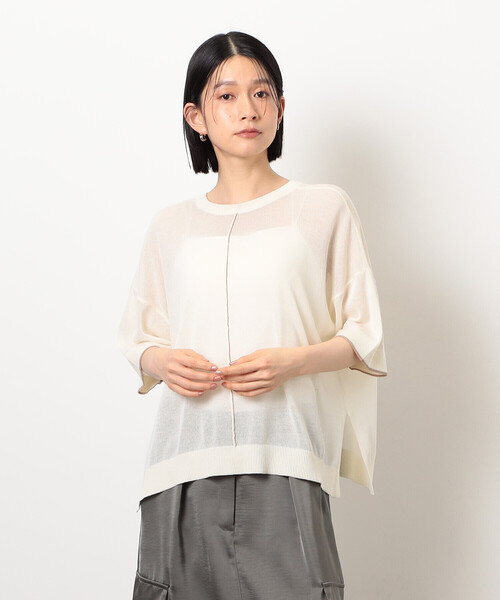 COMME CA ISM(コムサイズム)の「前後2WAY シアー配色ニットT(ニット/セーター・レディース・アイボリー/ネイビー/ブラック・FREE)」の11枚目の写真