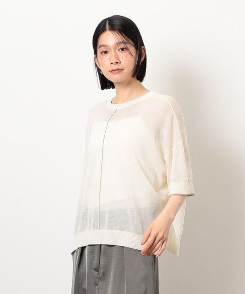COMME CA ISM(コムサイズム)の「前後2WAY シアー配色ニットT(ニット/セーター・レディース・アイボリー/ネイビー/ブラック・FREE)」の12枚目の写真