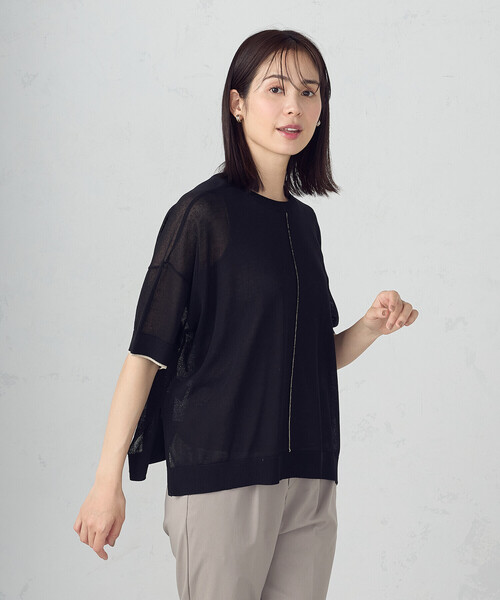 COMME CA ISM(コムサイズム)の「前後2WAY シアー配色ニットT(ニット/セーター・レディース・アイボリー/ネイビー/ブラック・FREE)」の20枚目の写真