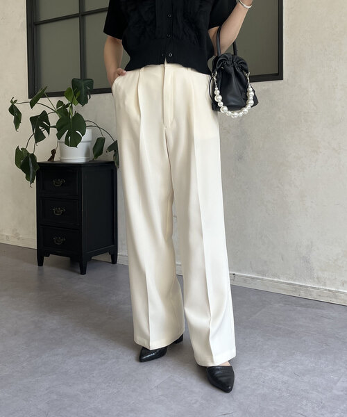 prose verse（プロズヴェール）の「ダブルクロスセンタープレスタックパンツ（その他パンツ・レディース・アイボリー・MEDIUM/PM/LARGE/PL）」の6枚目の写真