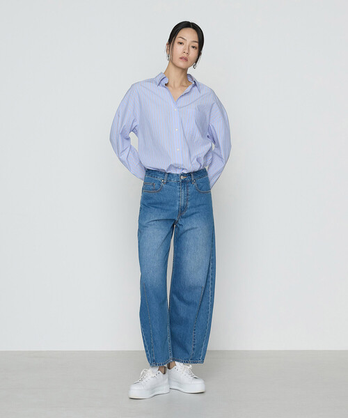 COMME CA（コムサ）の「タイプライターストライプ シャツ（シャツ/ブラウス・レディース・ネイビー/サックスブルー・FREE）」の6枚目の写真