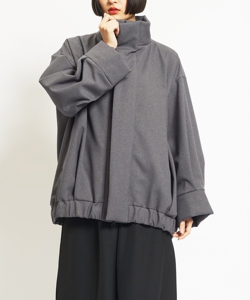 gomme（ゴム）の「ウーリーツイル　ビッグジャケット（その他アウター・レディース・チャコールグレー/ボルドー/ブラック・MEDIUM）」の3枚目の写真
