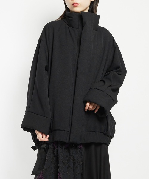 gomme（ゴム）の「ウーリーツイル　ビッグジャケット（その他アウター・レディース・チャコールグレー/ボルドー/ブラック・MEDIUM）」の2枚目の写真