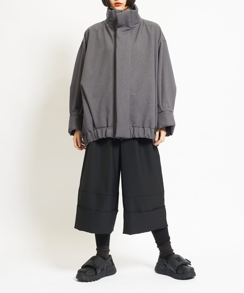 gomme（ゴム）の「ウーリーツイル　ビッグジャケット（その他アウター・レディース・チャコールグレー/ボルドー/ブラック・MEDIUM）」の4枚目の写真