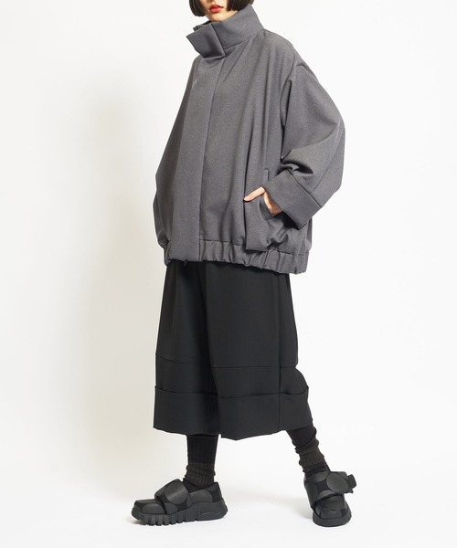 gomme（ゴム）の「ウーリーツイル　ビッグジャケット（その他アウター・レディース・チャコールグレー/ボルドー/ブラック・MEDIUM）」の6枚目の写真
