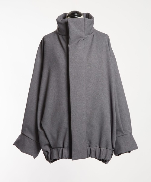 gomme（ゴム）の「ウーリーツイル　ビッグジャケット（その他アウター・レディース・チャコールグレー/ボルドー/ブラック・MEDIUM）」の14枚目の写真