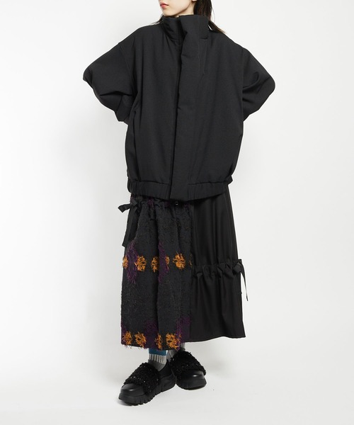 gomme（ゴム）の「ウーリーツイル　ビッグジャケット（その他アウター・レディース・チャコールグレー/ボルドー/ブラック・MEDIUM）」の8枚目の写真