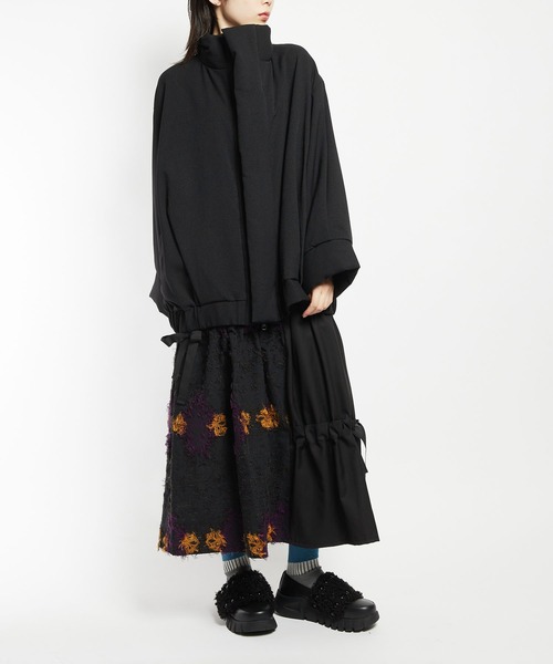 gomme（ゴム）の「ウーリーツイル　ビッグジャケット（その他アウター・レディース・チャコールグレー/ボルドー/ブラック・MEDIUM）」の9枚目の写真