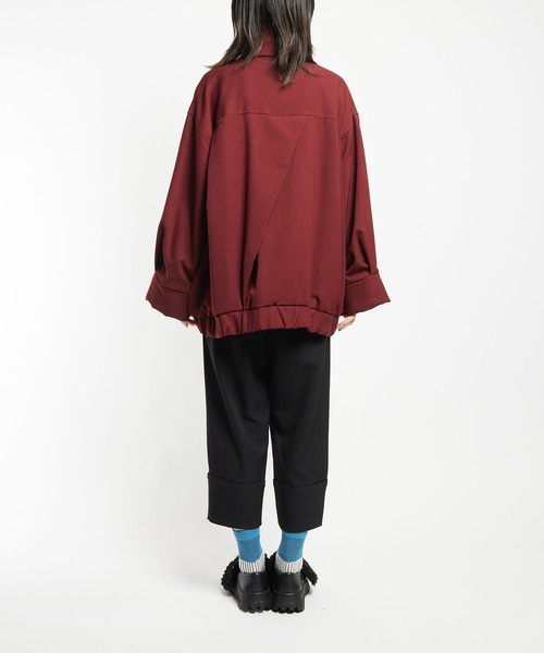 gomme（ゴム）の「ウーリーツイル　ビッグジャケット（その他アウター・レディース・チャコールグレー/ボルドー/ブラック・MEDIUM）」の13枚目の写真