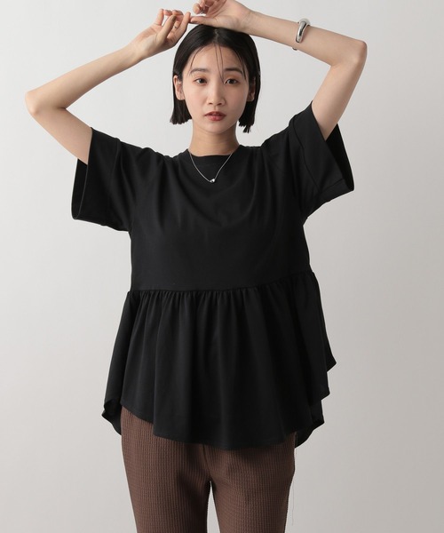 LOWRYS FARM(ローリーズファーム)の「ペプラムチュニックSS 494892(Tシャツ/カットソー・レディース・ブラック/オフホワイト/ブルー・FREE)」の7枚目の写真