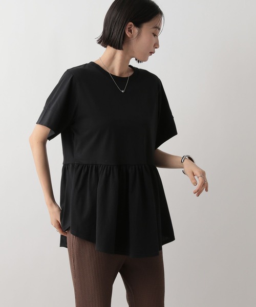 LOWRYS FARM(ローリーズファーム)の「ペプラムチュニックSS 494892(Tシャツ/カットソー・レディース・ブラック/オフホワイト/ブルー・FREE)」の6枚目の写真