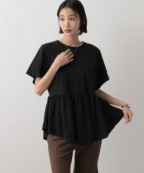 LOWRYS FARM(ローリーズファーム)の「ペプラムチュニックSS 494892(Tシャツ/カットソー・レディース・ブラック/オフホワイト/ブルー・FREE)」の5枚目の写真