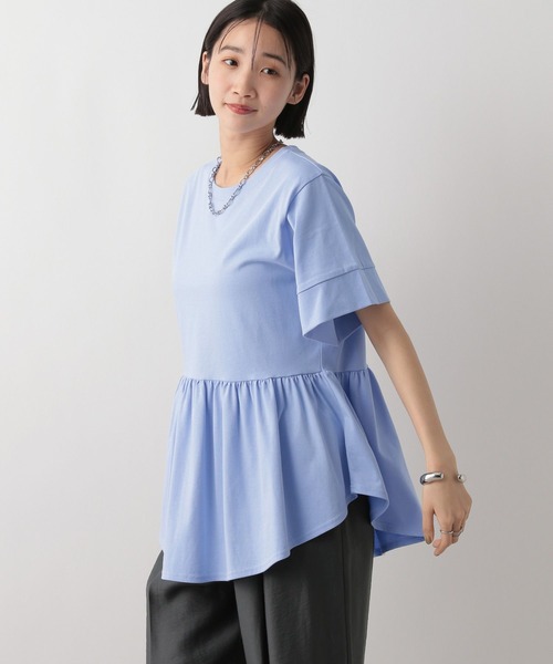 LOWRYS FARM(ローリーズファーム)の「ペプラムチュニックSS 494892(Tシャツ/カットソー・レディース・ブラック/オフホワイト/ブルー・FREE)」の4枚目の写真