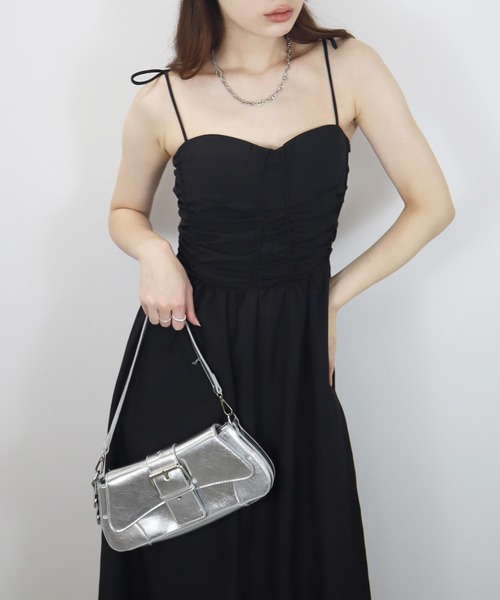 Reurie'（レウリィ）の「【ZOZO限定】カップ付きビスチェキャミワンピース／bustier cami onepiece キャミワンピ ロング丈 ロング丈 きれいめ フェミニン レディライク オケージョン シンプル ガーリー（ワンピース・レディース・ブラック/アイボリー・FREE）」の5枚目の写真