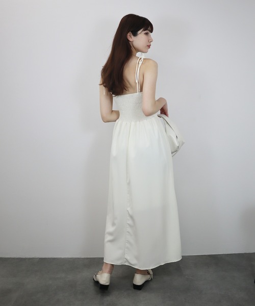 Reurie'（レウリィ）の「【ZOZO限定】カップ付きビスチェキャミワンピース／bustier cami onepiece キャミワンピ ロング丈 ロング丈 きれいめ フェミニン レディライク オケージョン シンプル ガーリー（ワンピース・レディース・ブラック/アイボリー・FREE）」の11枚目の写真