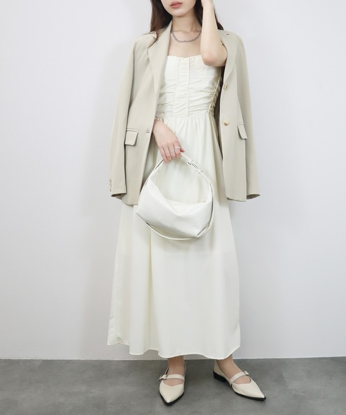 Reurie'（レウリィ）の「【ZOZO限定】カップ付きビスチェキャミワンピース／bustier cami onepiece キャミワンピ ロング丈 ロング丈 きれいめ フェミニン レディライク オケージョン シンプル ガーリー（ワンピース・レディース・ブラック/アイボリー・FREE）」の12枚目の写真