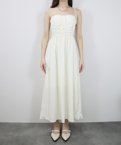 Reurie'（レウリィ）の「【ZOZO限定】カップ付きビスチェキャミワンピース／bustier cami onepiece キャミワンピ ロング丈 ロング丈 きれいめ フェミニン レディライク オケージョン シンプル ガーリー（ワンピース・レディース・ブラック/アイボリー・FREE）」の10枚目の写真