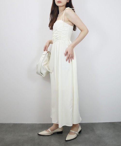 Reurie'（レウリィ）の「【ZOZO限定】カップ付きビスチェキャミワンピース／bustier cami onepiece キャミワンピ ロング丈 ロング丈 きれいめ フェミニン レディライク オケージョン シンプル ガーリー（ワンピース・レディース・ブラック/アイボリー・FREE）」の18枚目の写真