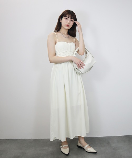 Reurie'（レウリィ）の「【ZOZO限定】カップ付きビスチェキャミワンピース／bustier cami onepiece キャミワンピ ロング丈 ロング丈 きれいめ フェミニン レディライク オケージョン シンプル ガーリー（ワンピース・レディース・ブラック/アイボリー・FREE）」の19枚目の写真