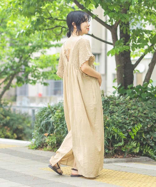 レプシィム　シャーリングVワンピース　ブラウン 予約]シャーリングVネックワンピース/ブラウン – Lumier