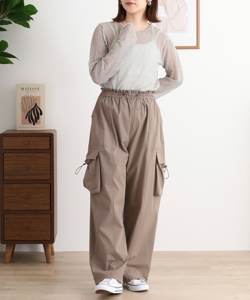 hunch(ハンチ)の「hunch 接触冷感 パラシュートパンツ(その他パンツ・レディース・アイボリー/ブラック/ライトブラウン/ライム・FREE)」の16枚目の写真
