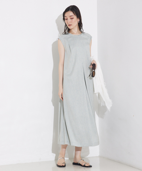 qualite（カリテ）の「リネンライクフロントタックワンピース/夏服（ワンピース・レディース・オフホワイト/グリーン・36/38）」の13枚目の写真