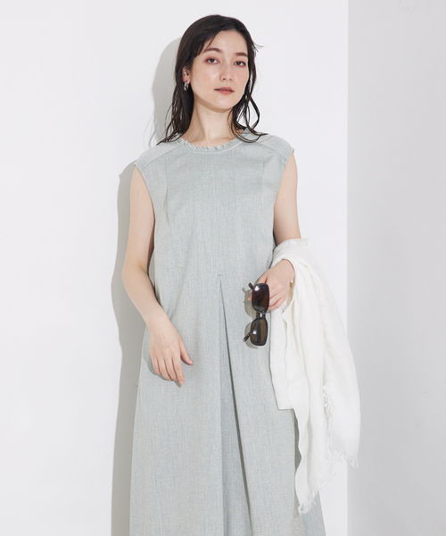 qualite（カリテ）の「リネンライクフロントタックワンピース/夏服（ワンピース・レディース・オフホワイト/グリーン・36/38）」の14枚目の写真