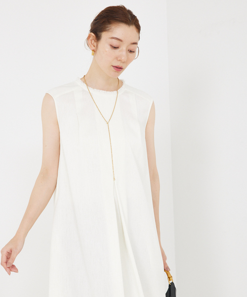 qualite（カリテ）の「リネンライクフロントタックワンピース/夏服（ワンピース・レディース・オフホワイト/グリーン・36/38）」の16枚目の写真