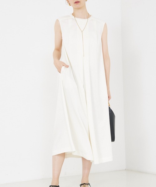 qualite（カリテ）の「リネンライクフロントタックワンピース/夏服（ワンピース・レディース・オフホワイト/グリーン・36/38）」の9枚目の写真