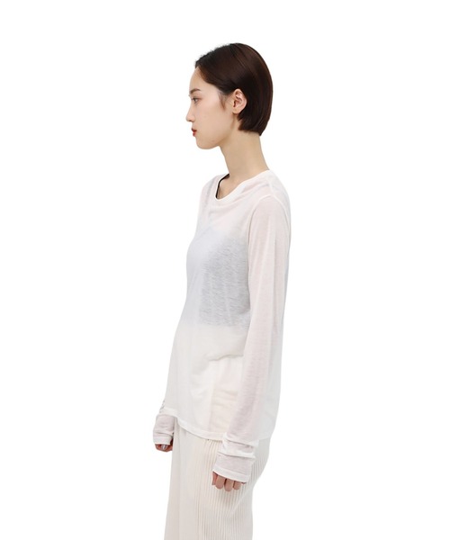 BASERANGE（ベースレンジ）の「BASERANGE / ベースレンジ：【レディース】LONG SLEEVE TEE：TOLS-BL-000[ANN]（Tシャツ/カットソー・レディース・ホワイト系その他/ブラック/ベージュ系その他・S）」の7枚目の写真