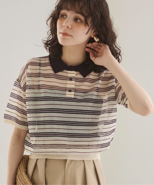 【美品】ピージージー ◡̈ ボーダーニット 美品】ピージージー ◡̈ ボーダーニット
