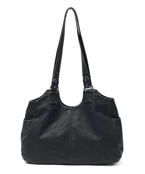 X-girl(エックスガール)の「METAL LABEL FAUX LEATHER BAG(ハンドバッグ・レディース・ブラック/ブラウン・ONE SIZE)」の5枚目の写真