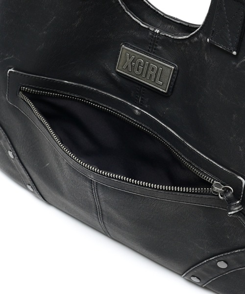 X-girl(エックスガール)の「METAL LABEL FAUX LEATHER BAG(ハンドバッグ・レディース・ブラック/ブラウン・ONE SIZE)」の10枚目の写真