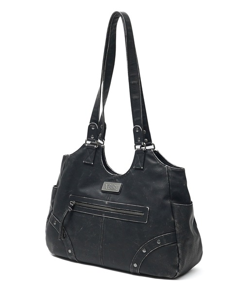 X-girl(エックスガール)の「METAL LABEL FAUX LEATHER BAG(ハンドバッグ・レディース・ブラック/ブラウン・ONE SIZE)」の16枚目の写真