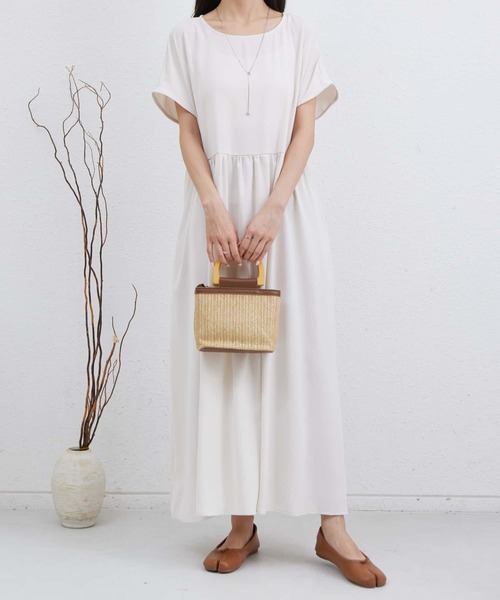 MAISON DE THERESE(メゾン ド テレーズ)の「半袖ルーズシルエットギャザーロングワンピース(ワンピース・レディース・ブラック/ベージュ・FREE)」の17枚目の写真